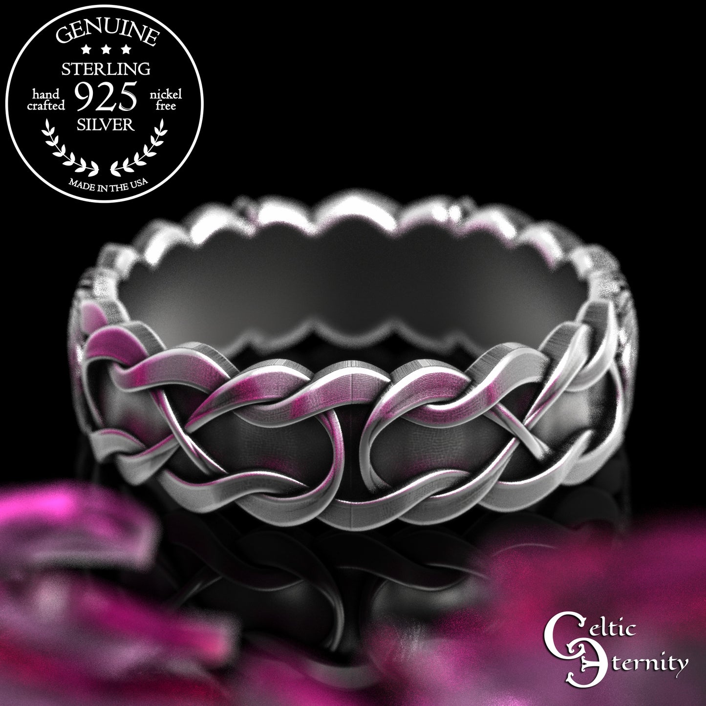 Sterling Silver Woman's Squirrel Wedding Band - Celtic Knotwork, 2159