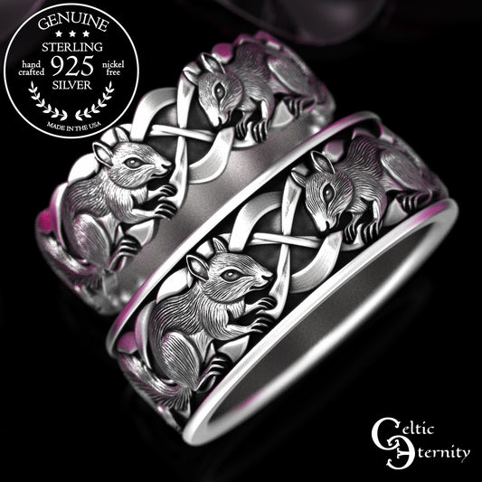 Matching Sterling Squirrels His & Hers Wedding Band Set, 2159 2160