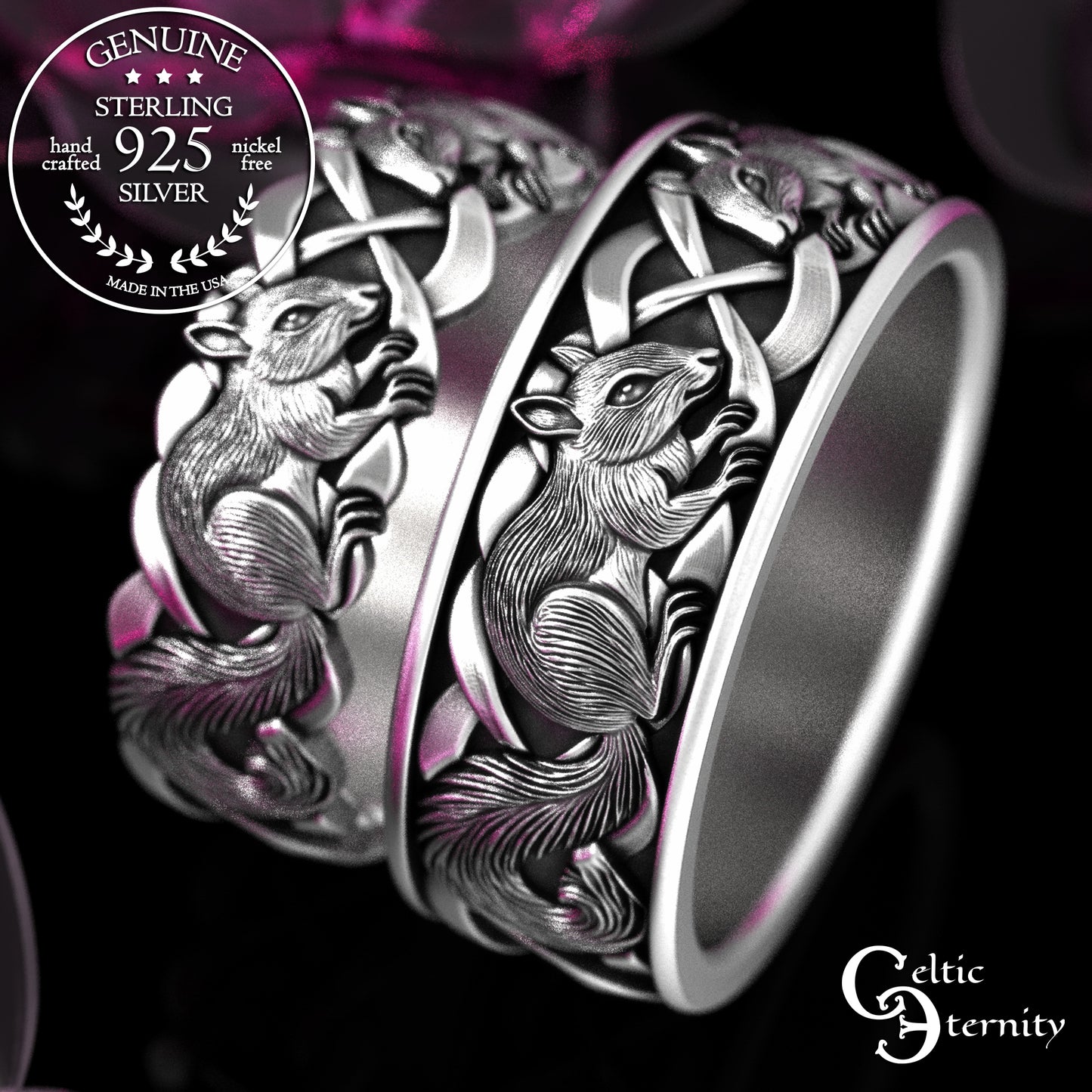 Matching Sterling Squirrels His & Hers Wedding Band Set, 2159 2160