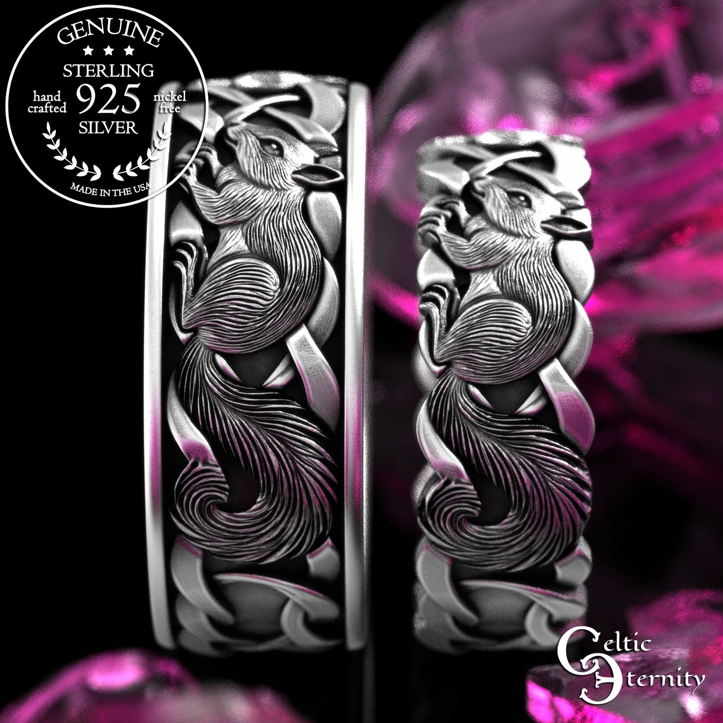 Matching Sterling Squirrels His & Hers Wedding Band Set, 2159 2160