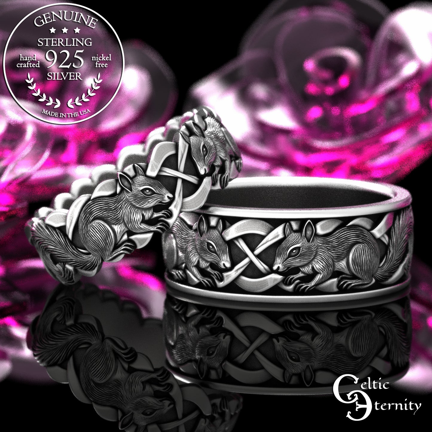 Matching Sterling Squirrels His & Hers Wedding Band Set, 2159 2160