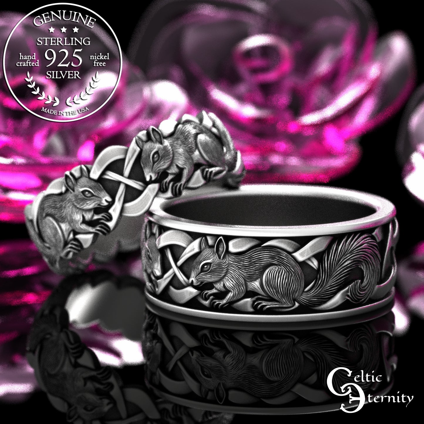 Matching Sterling Squirrels His & Hers Wedding Band Set, 2159 2160