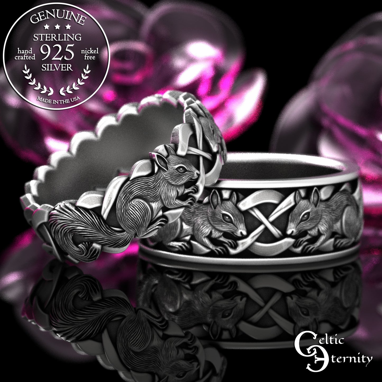 Matching Sterling Squirrels His & Hers Wedding Band Set, 2159 2160