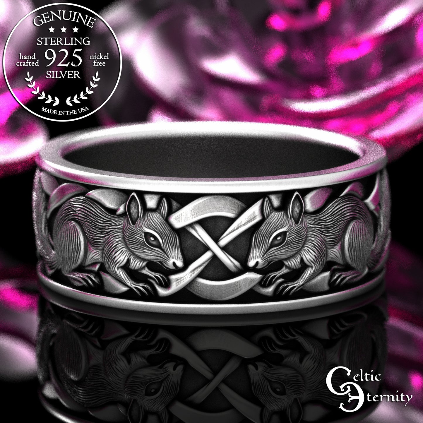 Sterling Men's Celtic Squirrel Wedding Band, 2160