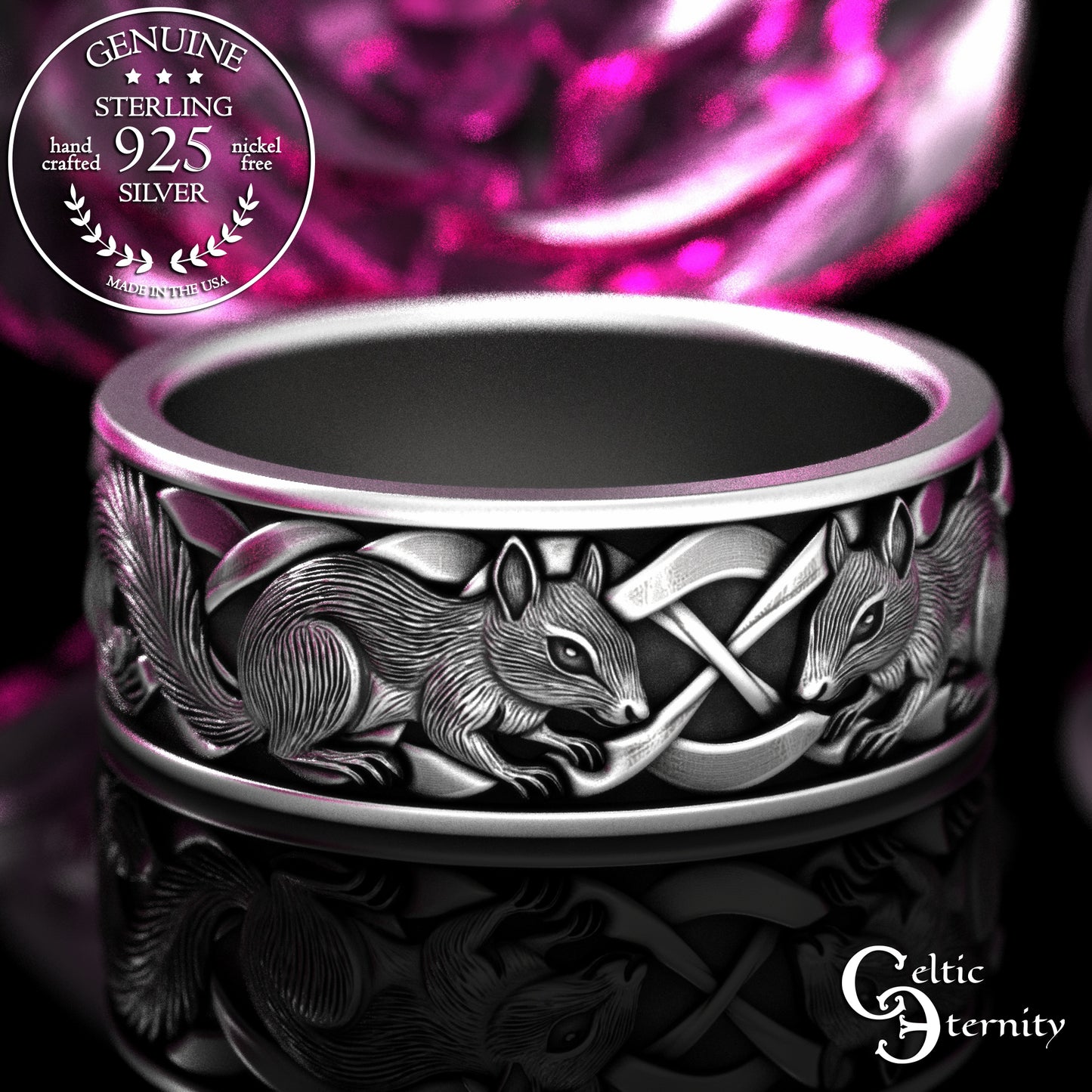 Sterling Men's Celtic Squirrel Wedding Band, 2160
