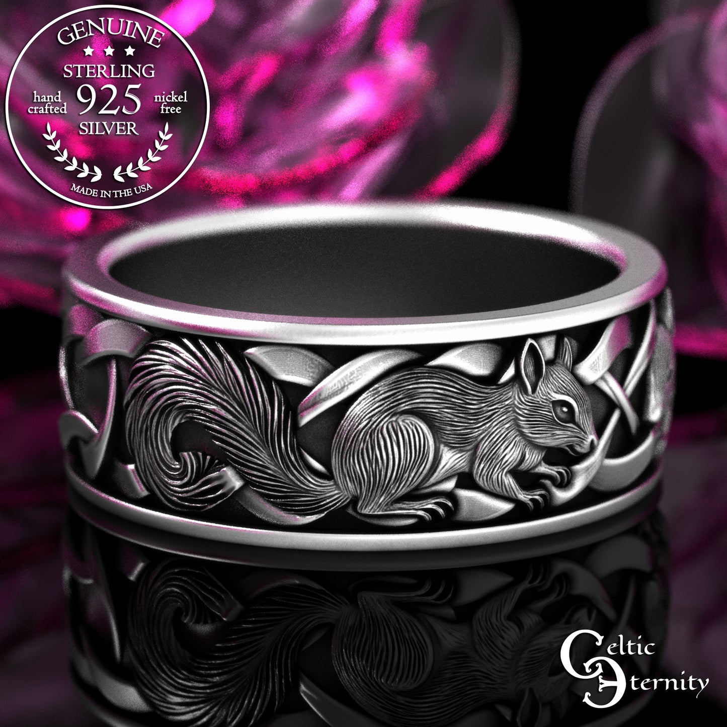 Sterling Men's Celtic Squirrel Wedding Band, 2160