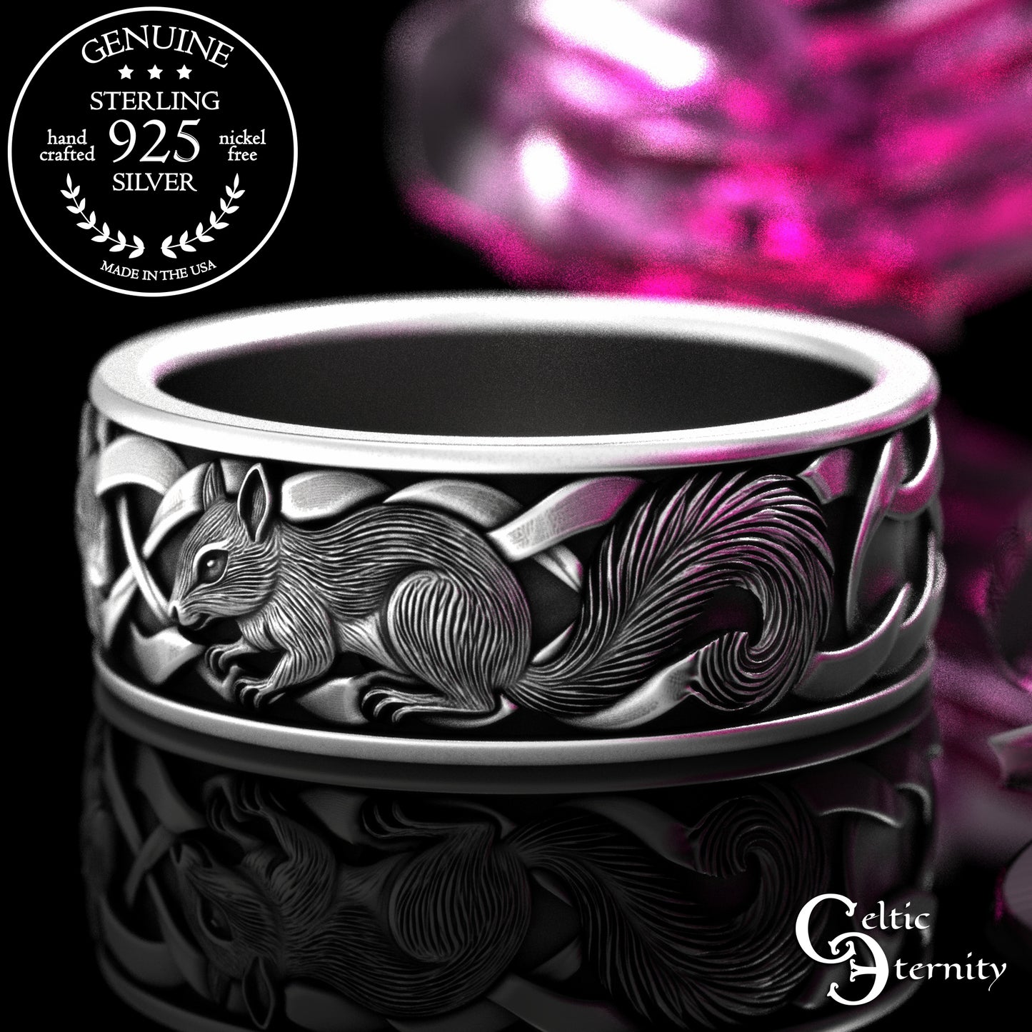 Sterling Men's Celtic Squirrel Wedding Band, 2160