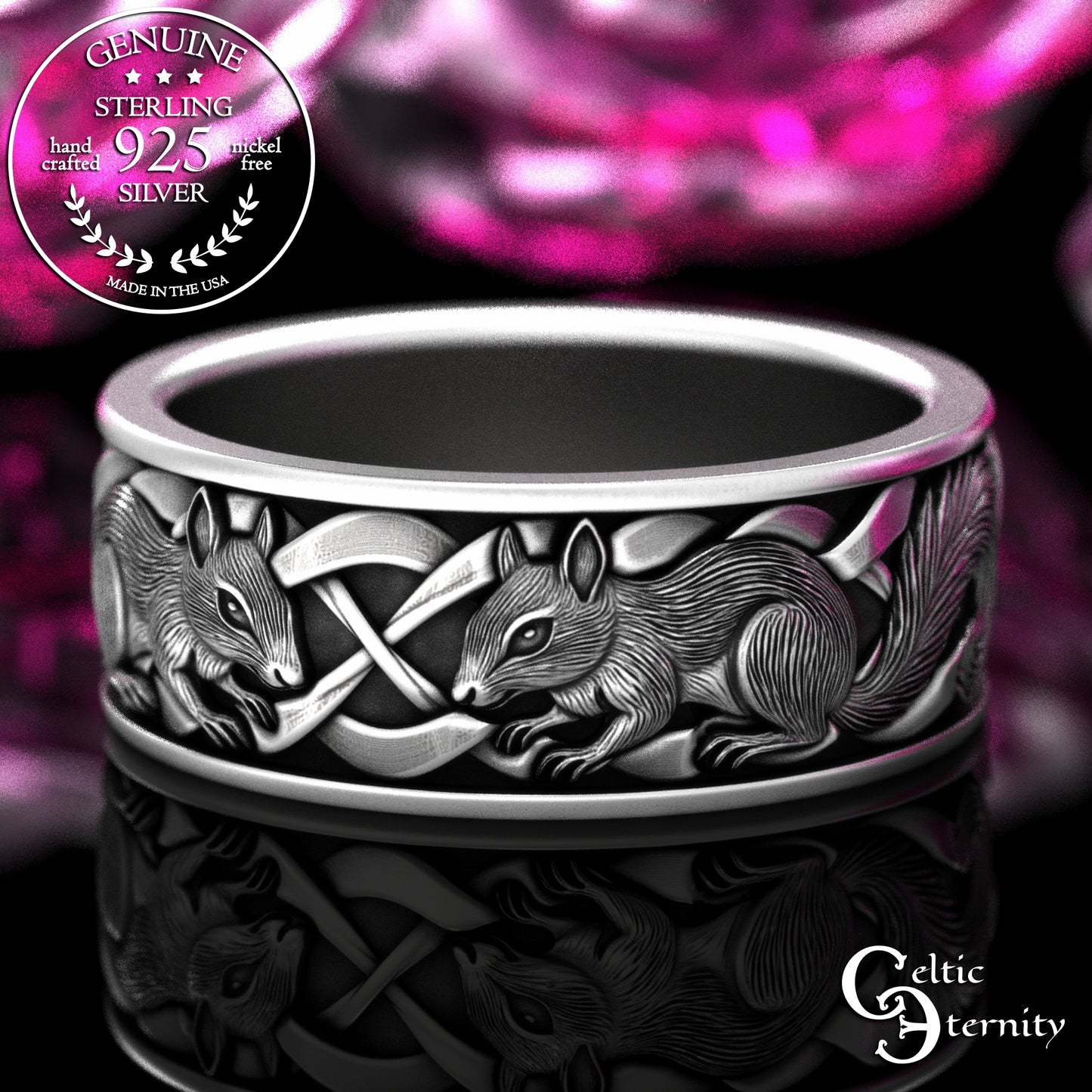 Sterling Men's Celtic Squirrel Wedding Band, 2160