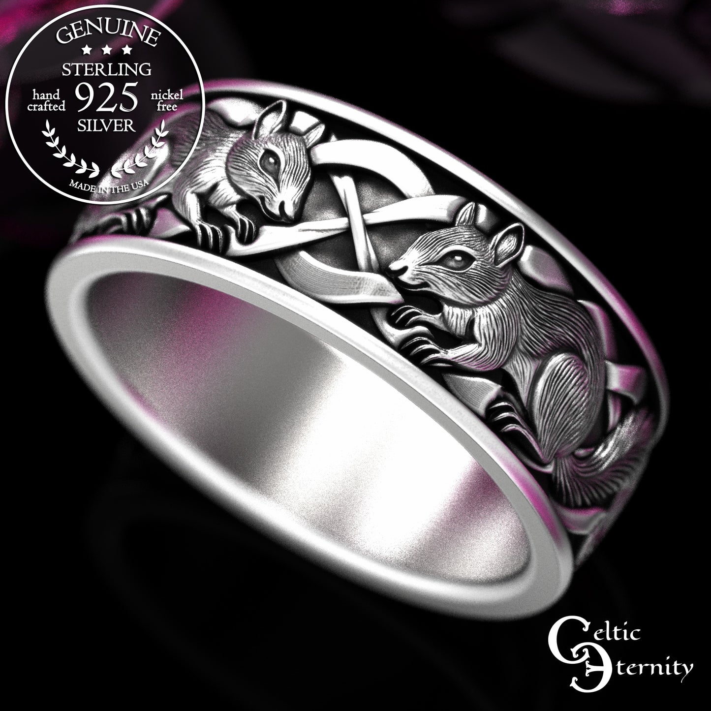 Sterling Men's Celtic Squirrel Wedding Band, 2160