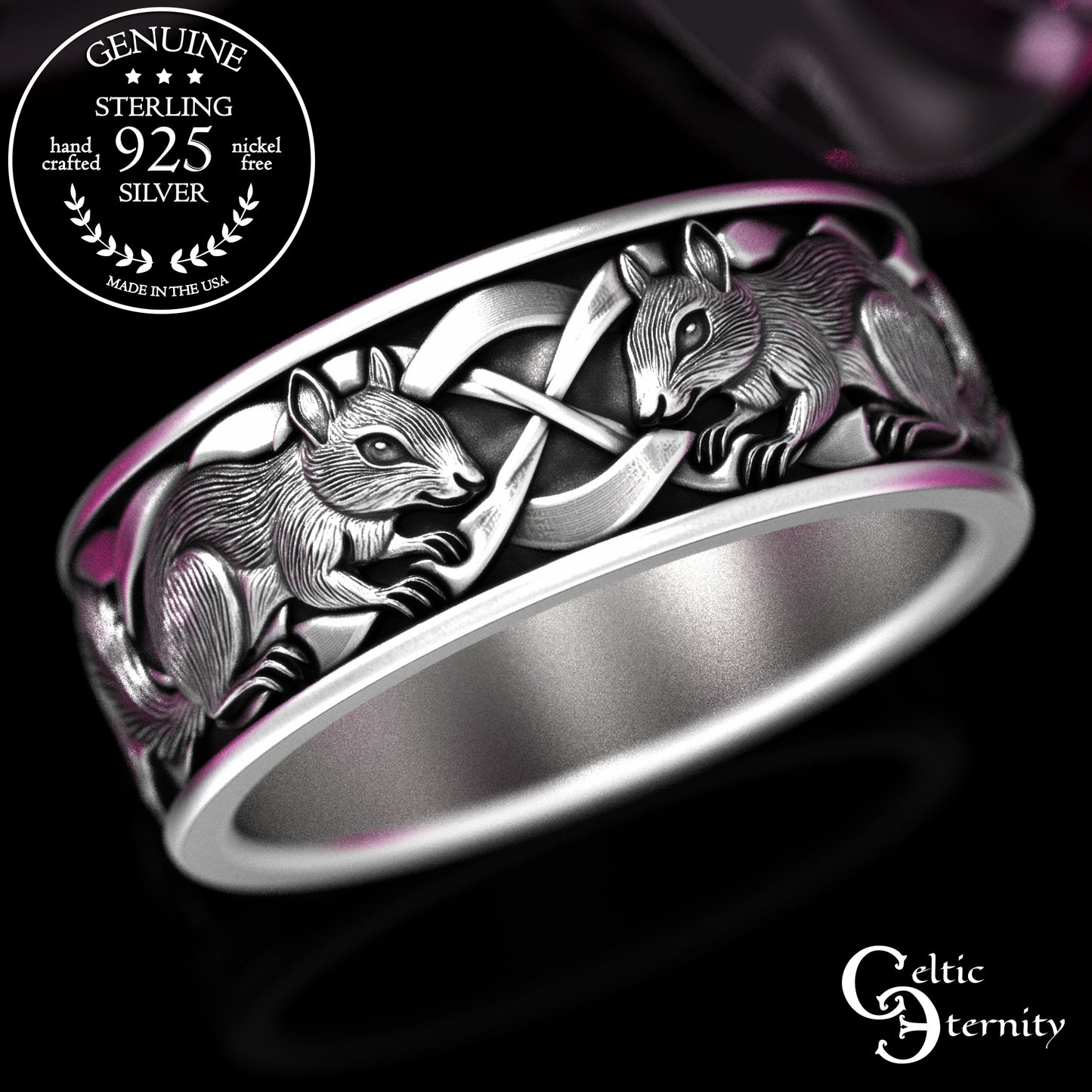 Sterling Men's Celtic Squirrel Wedding Band, 2160