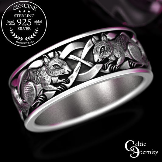 Sterling Men's Celtic Squirrel Wedding Band, 2160