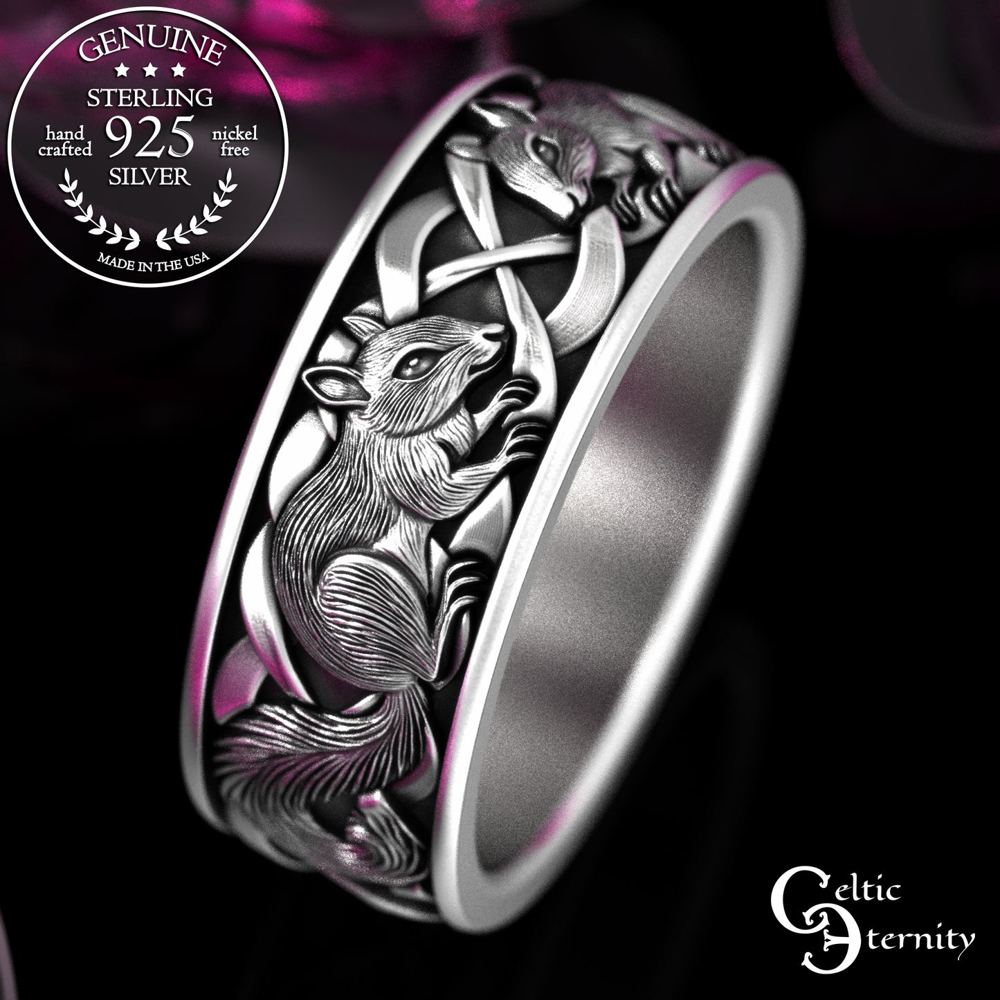 Sterling Men's Celtic Squirrel Wedding Band, 2160