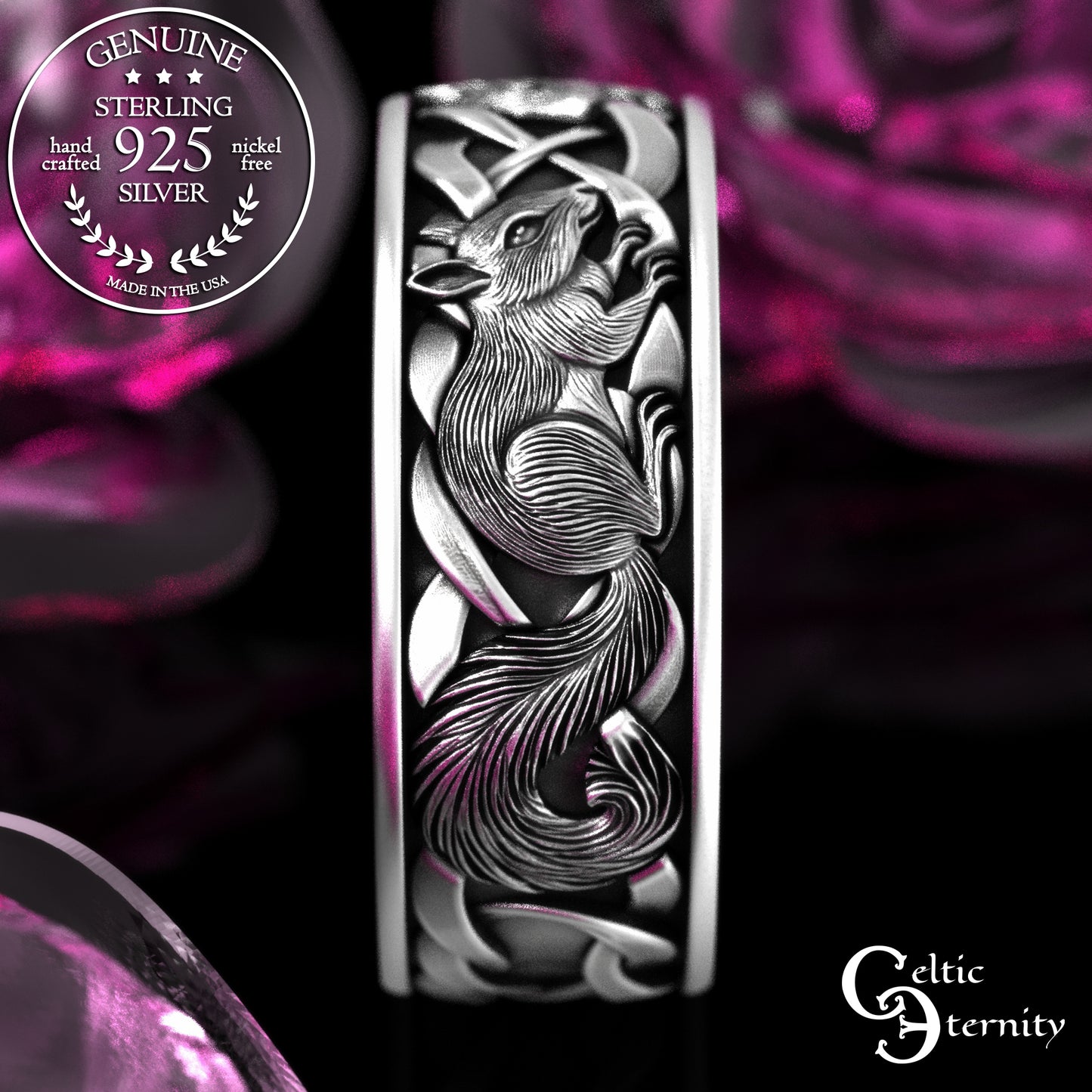 Sterling Men's Celtic Squirrel Wedding Band, 2160