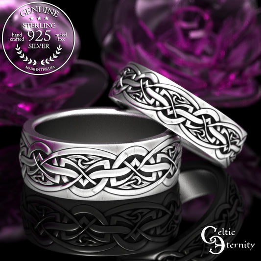 Sterling His & Hers Woven Hearts Wedding Band Set, 2170