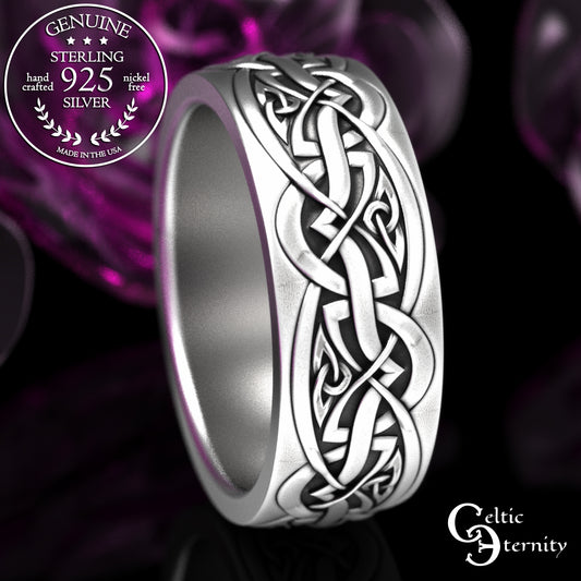 Sterling Silver Men's Interwoven Hearts Wedding Band, 2170