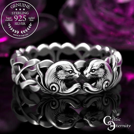 Sterling Silver Woman's Otter Love Wedding Band, 2176