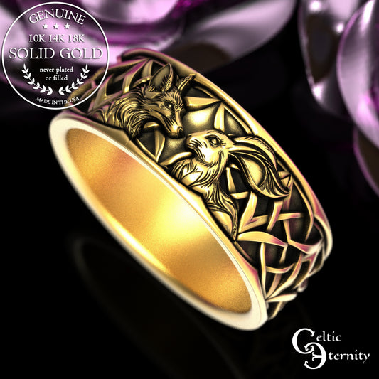 Men's Gold or Platinum Fox & Hare Wedding Band, 2179