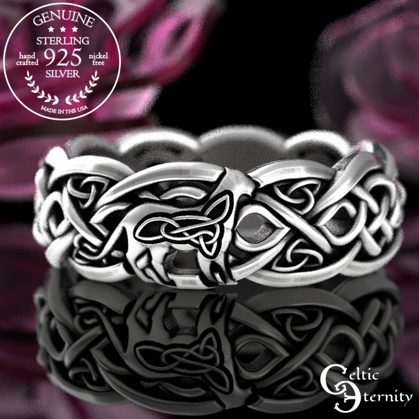 Sterling Woman's Cougar or Lioness Wedding Band, 3054