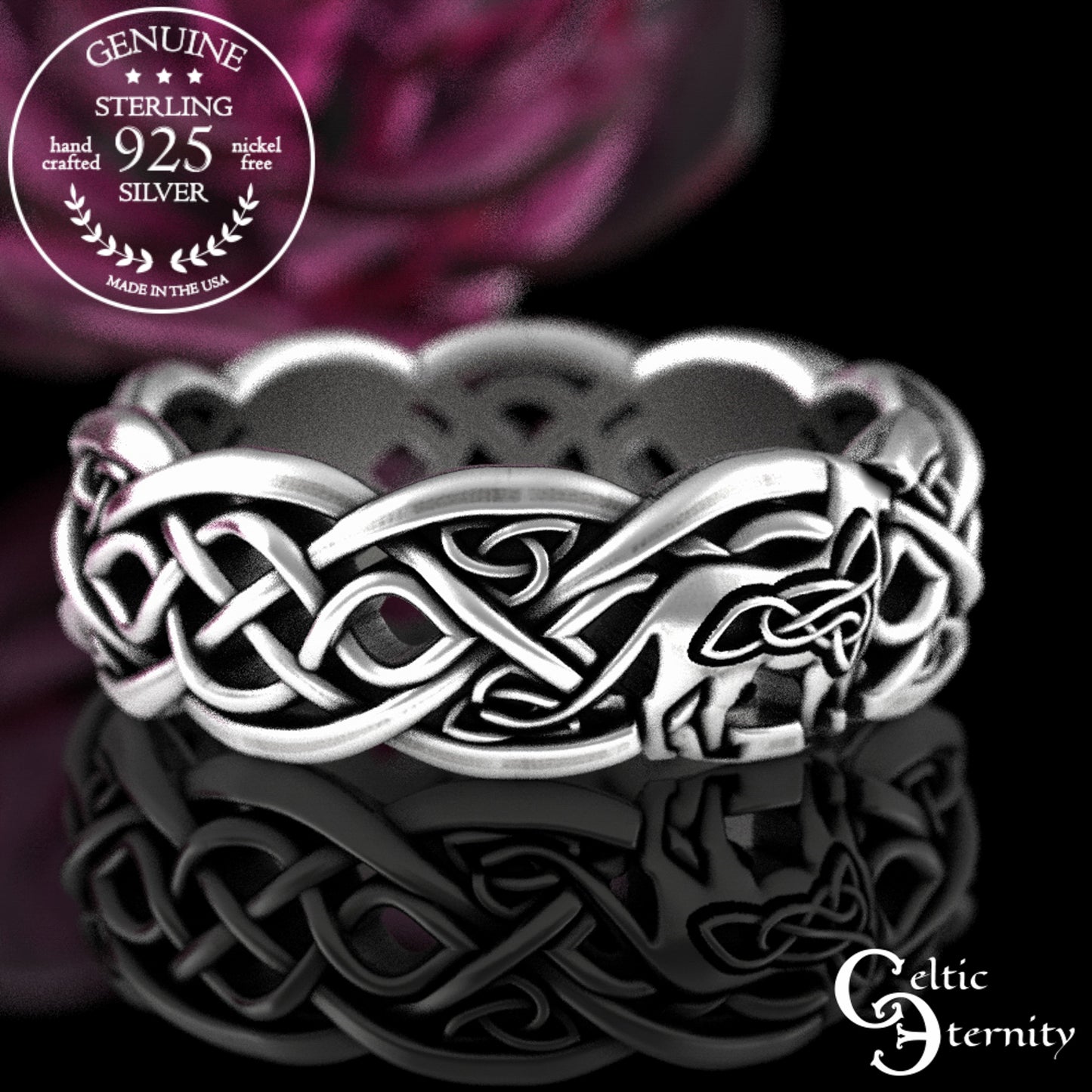 Sterling His Hers Lion & Lioness Matching Wedding Band Set, 3048