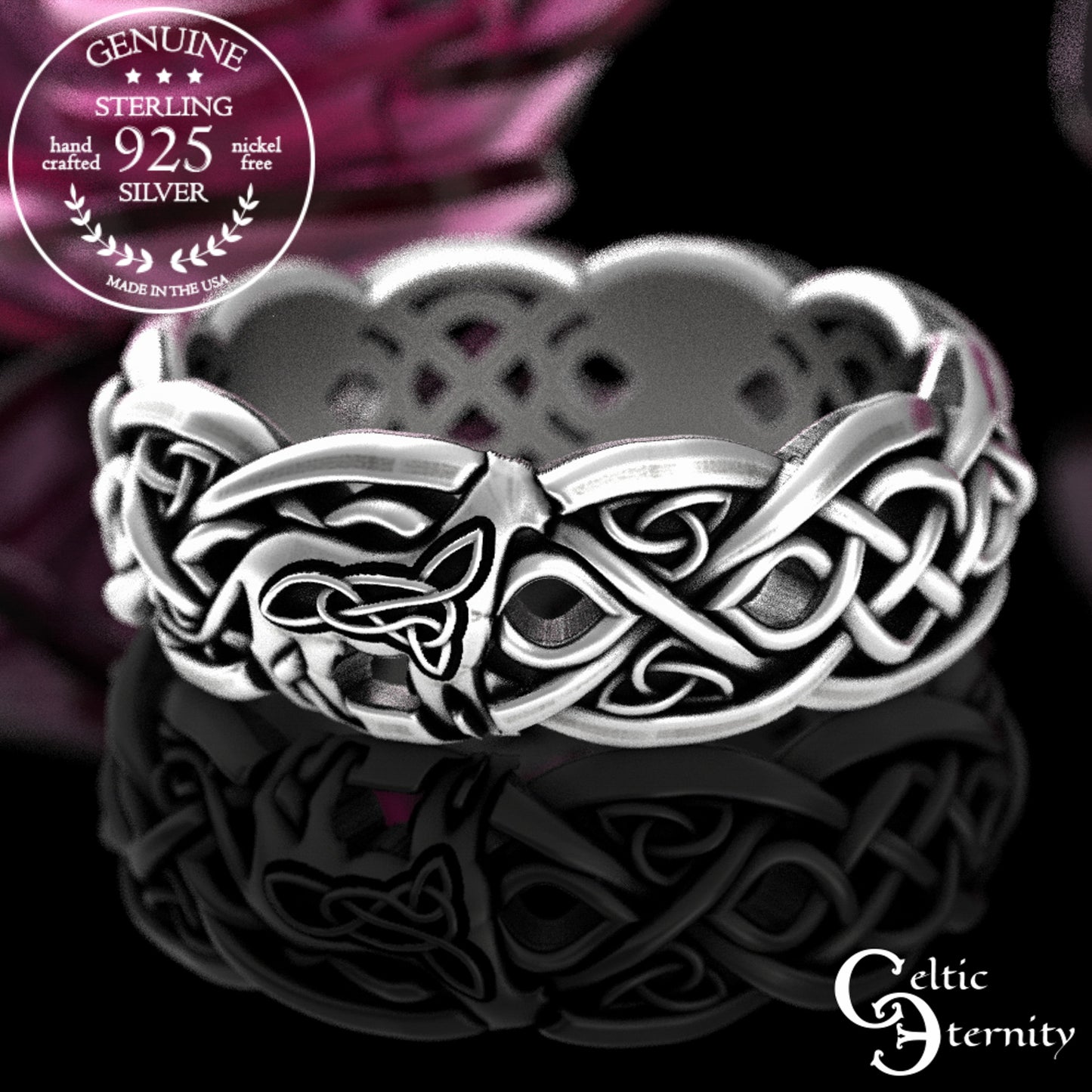 Sterling Woman's Cougar or Lioness Wedding Band, 3054