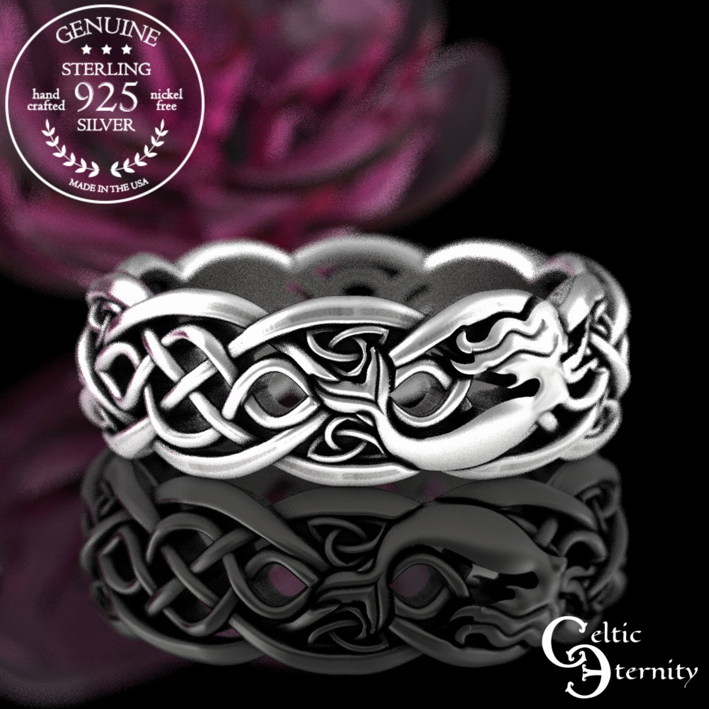 Sterling Silver Mermaid & Infinity Knot Wedding Band, 3056