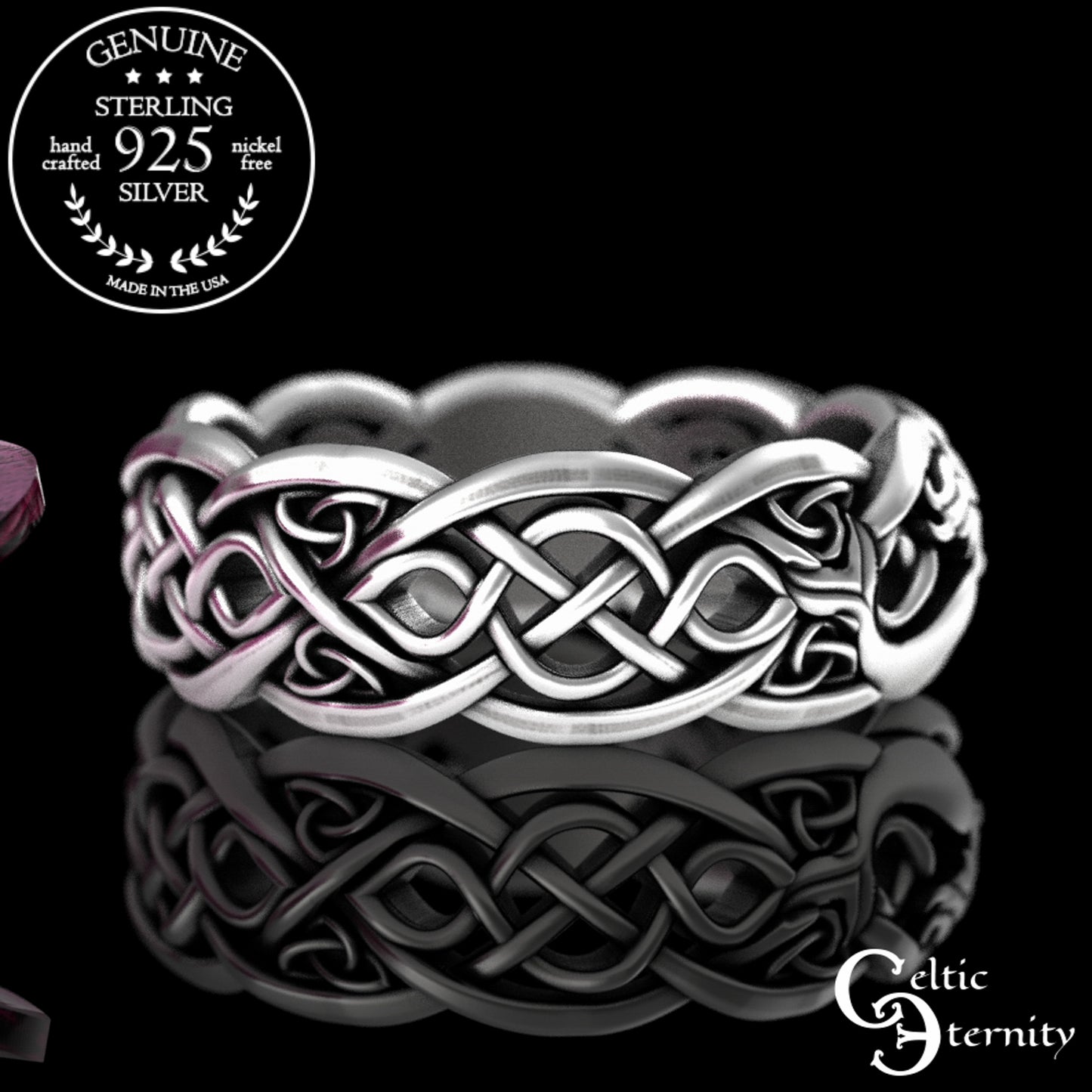 Sterling Silver Mermaid & Infinity Knot Wedding Band, 3056