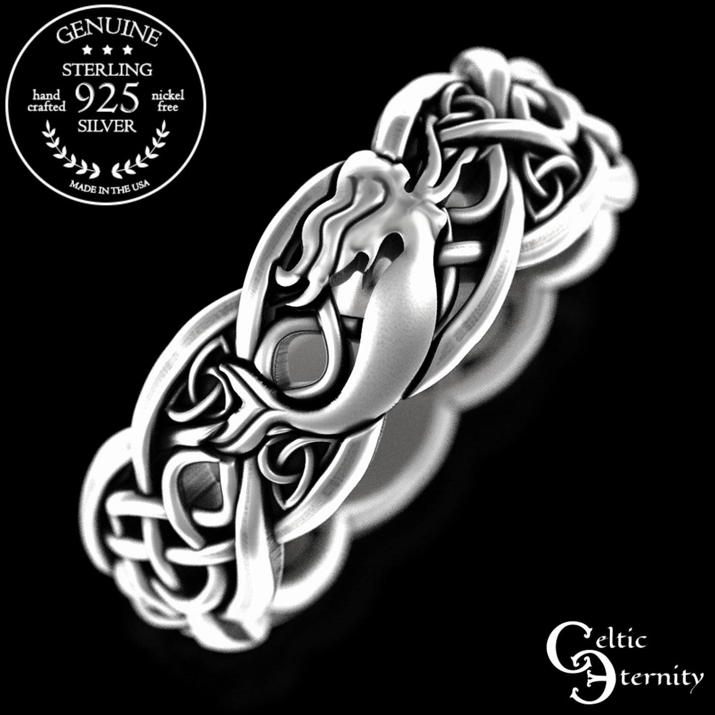 Sterling Silver Mermaid & Infinity Knot Wedding Band, 3056