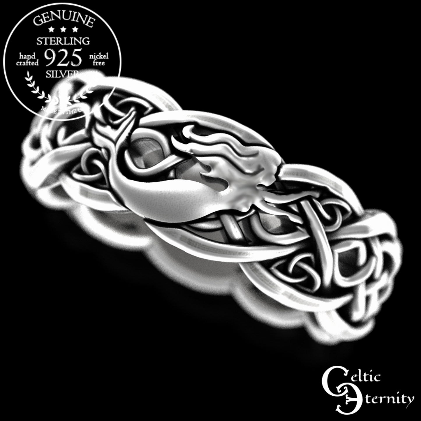 Sterling Silver Mermaid & Infinity Knot Wedding Band, 3056