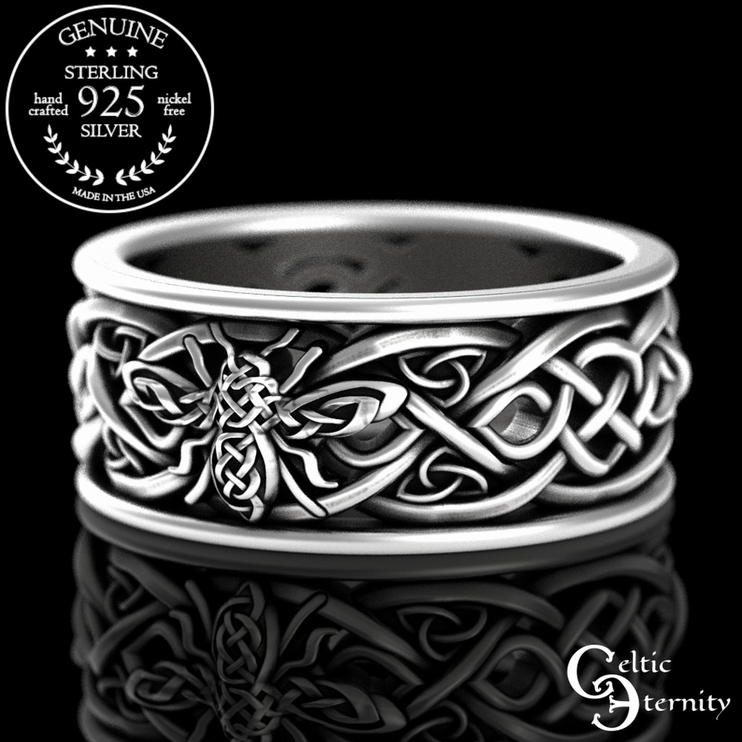 Sterling Matching His & Hers Bee Wedding Band Set, 3085 3087