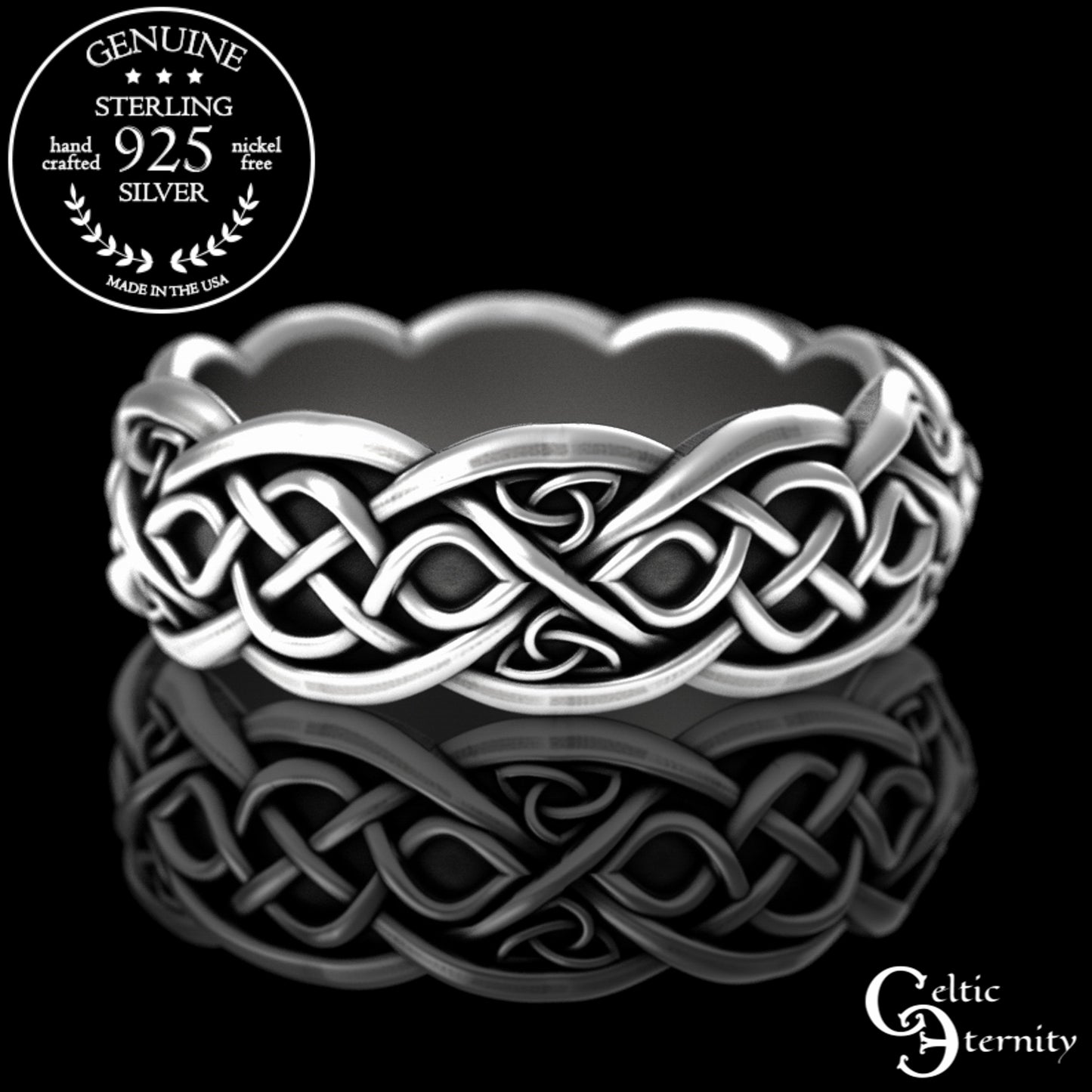 Sterling Silver Matching Celtic Cats Wedding Band Set, 3096 3098