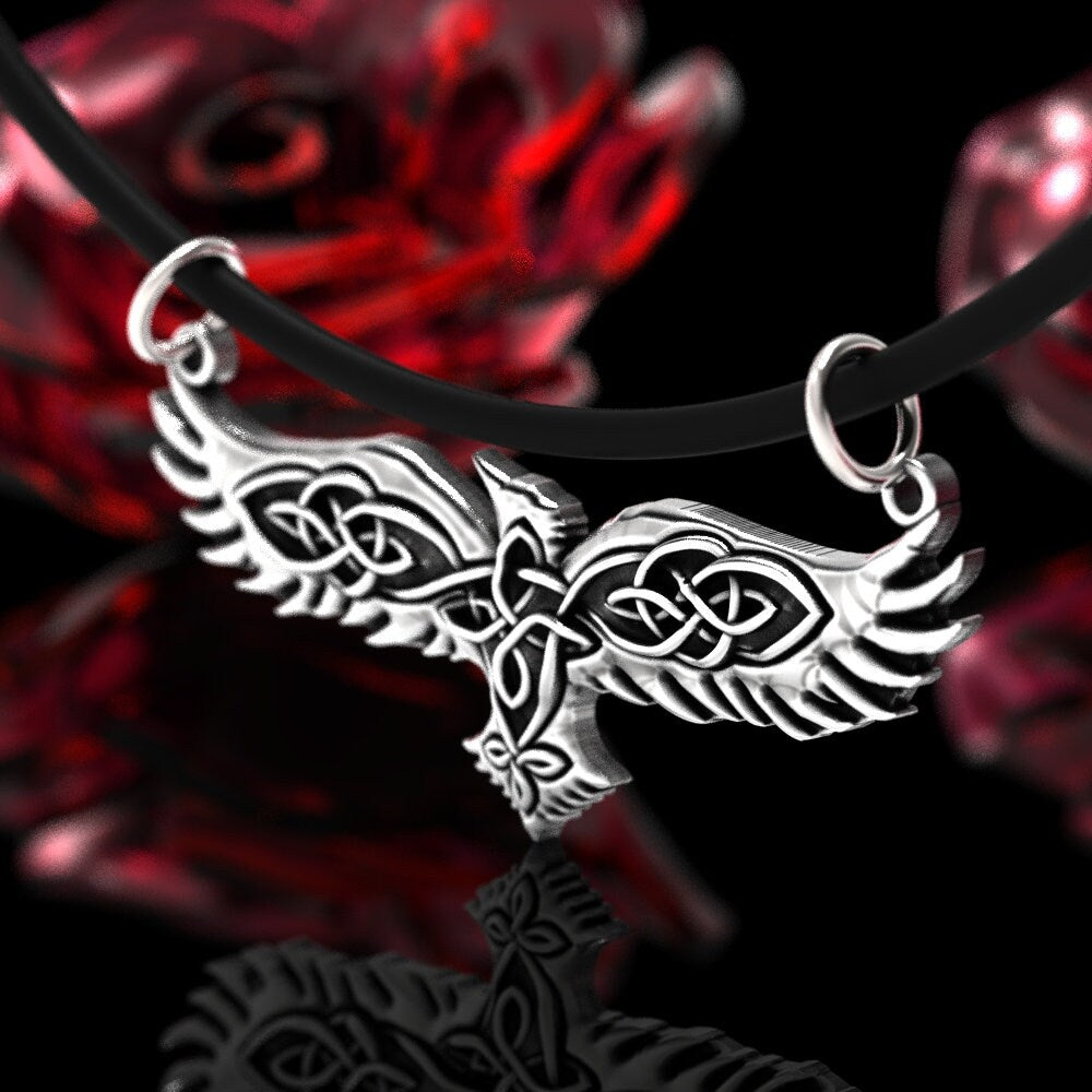 Sterling Silver Raven Pendant for Viking Nordic Necklace, 151