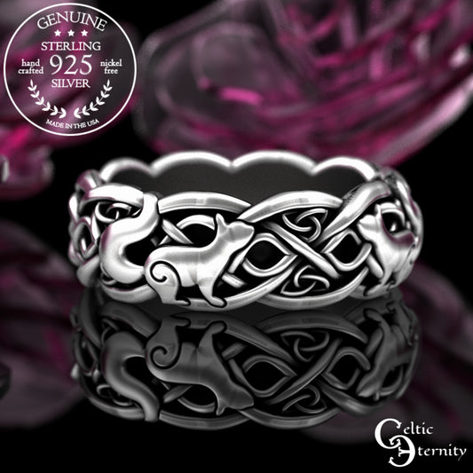 Sterling Woman's Celtic Squirrel Soulmate Wedding Band, 3142