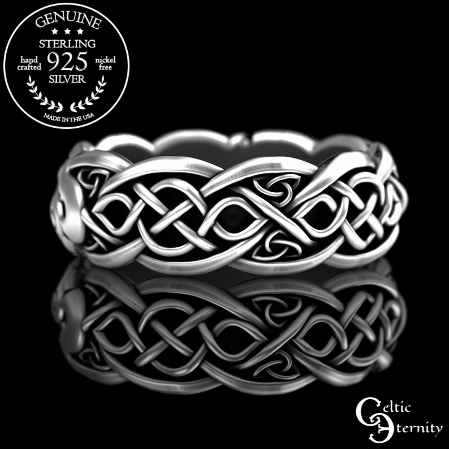 Sterling Woman's Celtic Squirrel Soulmate Wedding Band, 3142