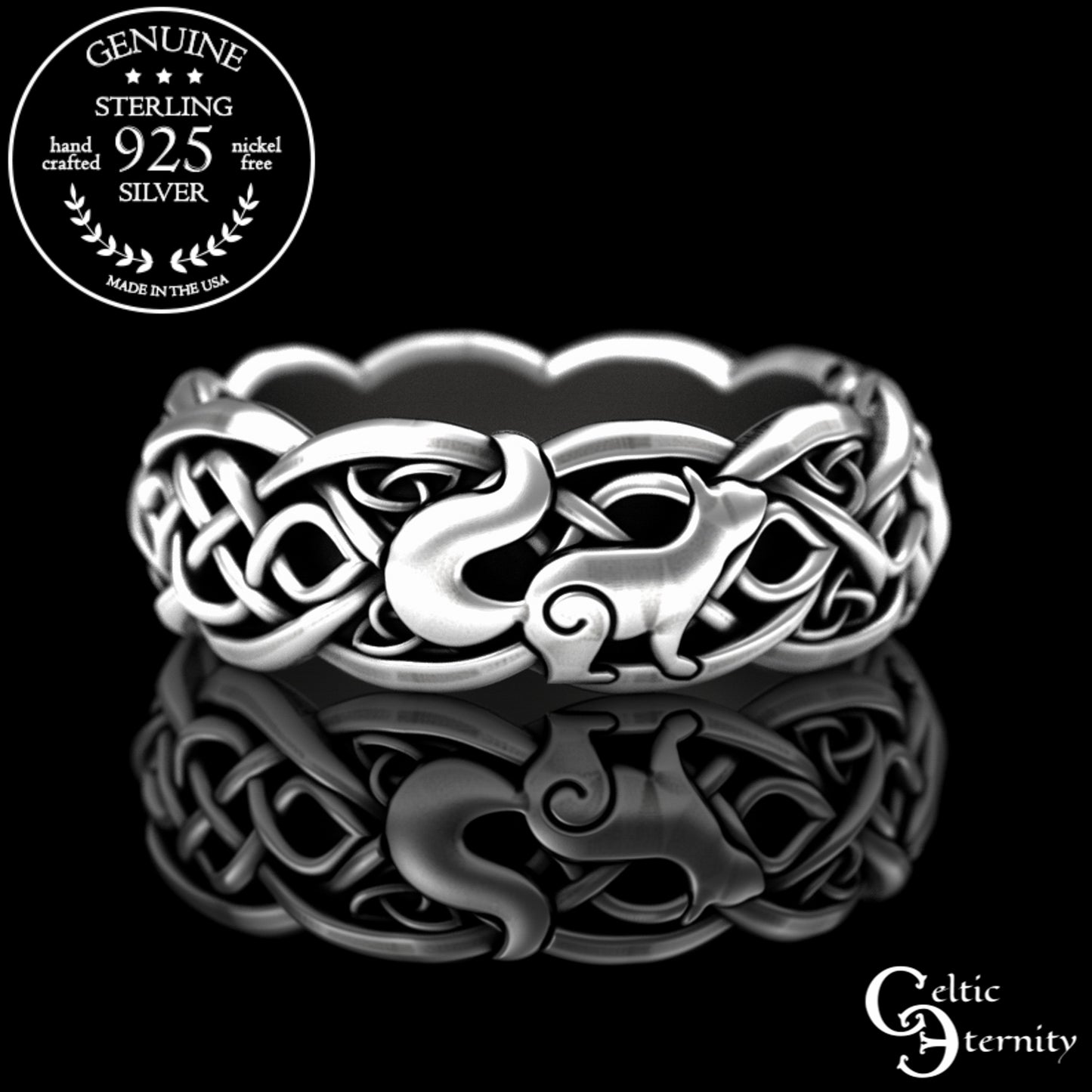 Sterling Woman's Celtic Squirrel Soulmate Wedding Band, 3142