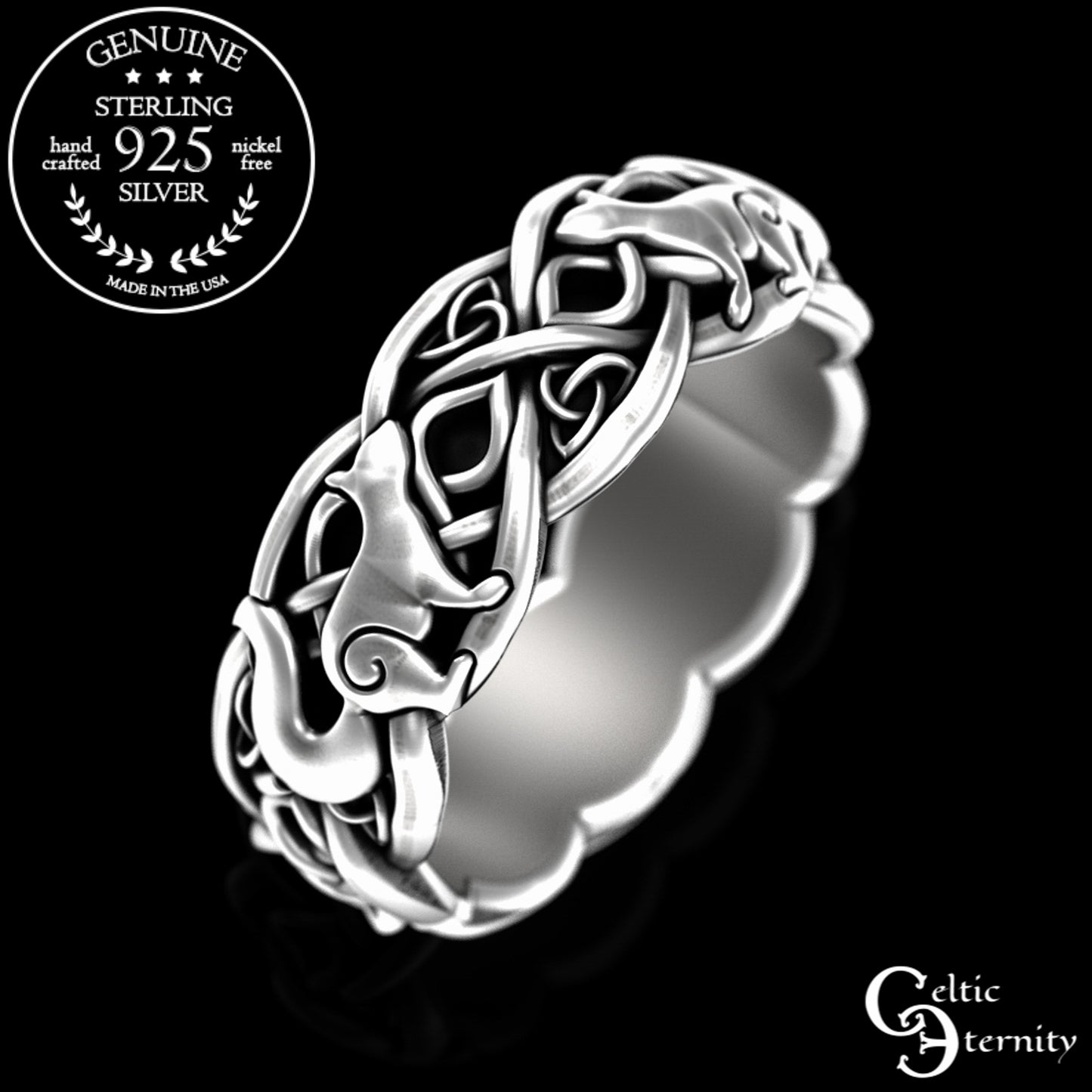 Sterling Woman's Celtic Squirrel Soulmate Wedding Band, 3142