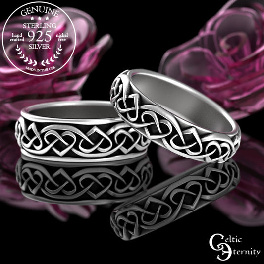 Sterling Matching Celtic Hearts Wedding Band Set, 3160 3159