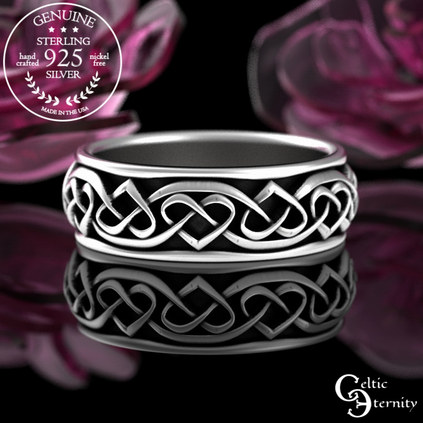 Sterling Matching Celtic Hearts Wedding Band Set, 3160 3159