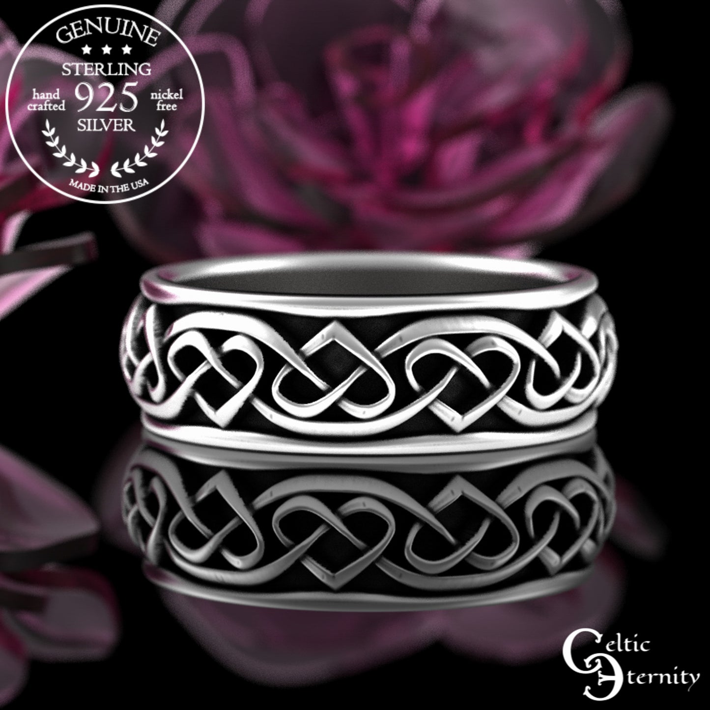 Sterling Matching Celtic Hearts Wedding Band Set, 3160 3159
