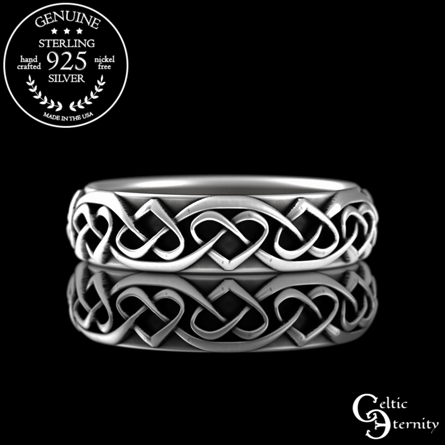 Women's Sterling Silver Irish Heart Wedding Band, 3160