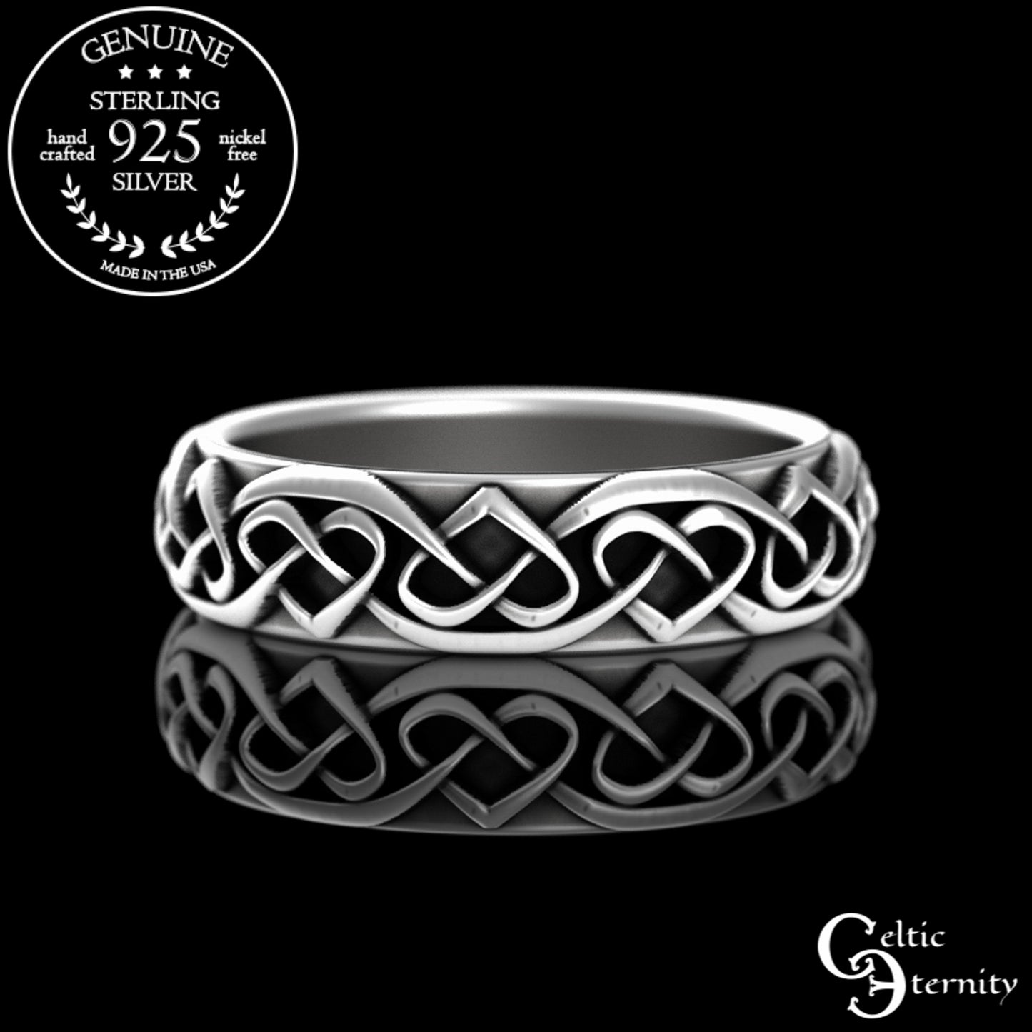 Women's Sterling Silver Irish Heart Wedding Band, 3160
