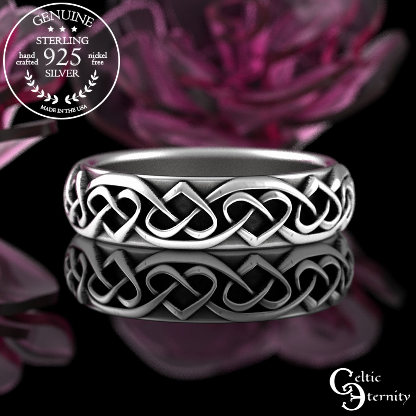 Women's Sterling Silver Irish Heart Wedding Band, 3160