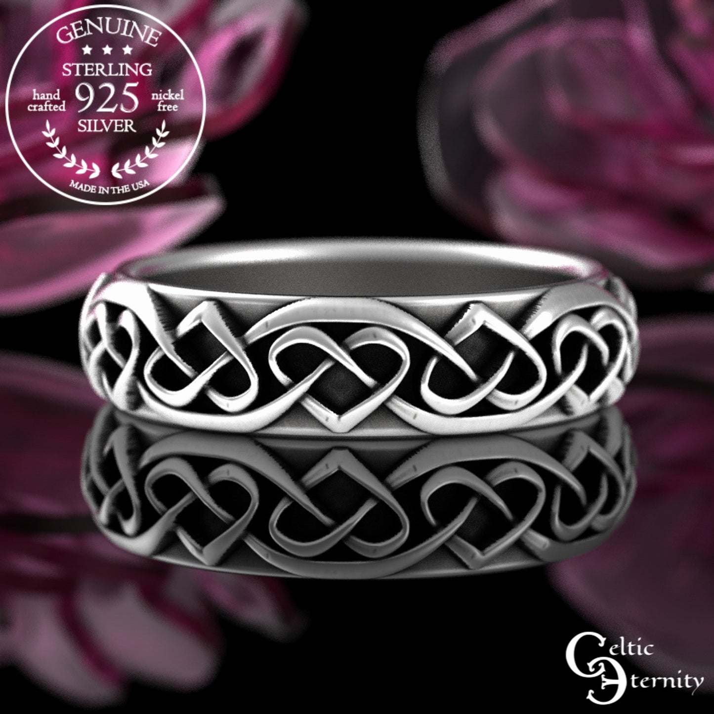 Women's Sterling Silver Irish Heart Wedding Band, 3160