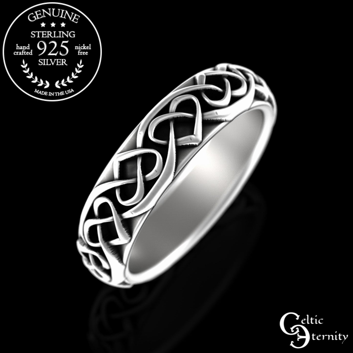Women's Sterling Silver Irish Heart Wedding Band, 3160