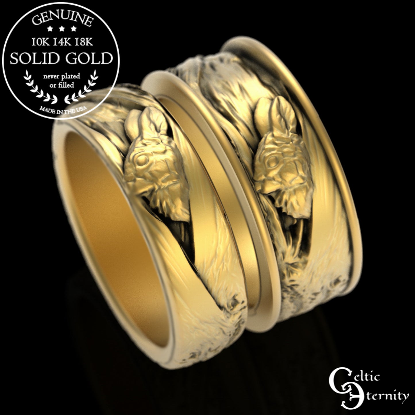 Sterling Silver Woman's Rabbit & Tree Bark Wedding Band, 3179