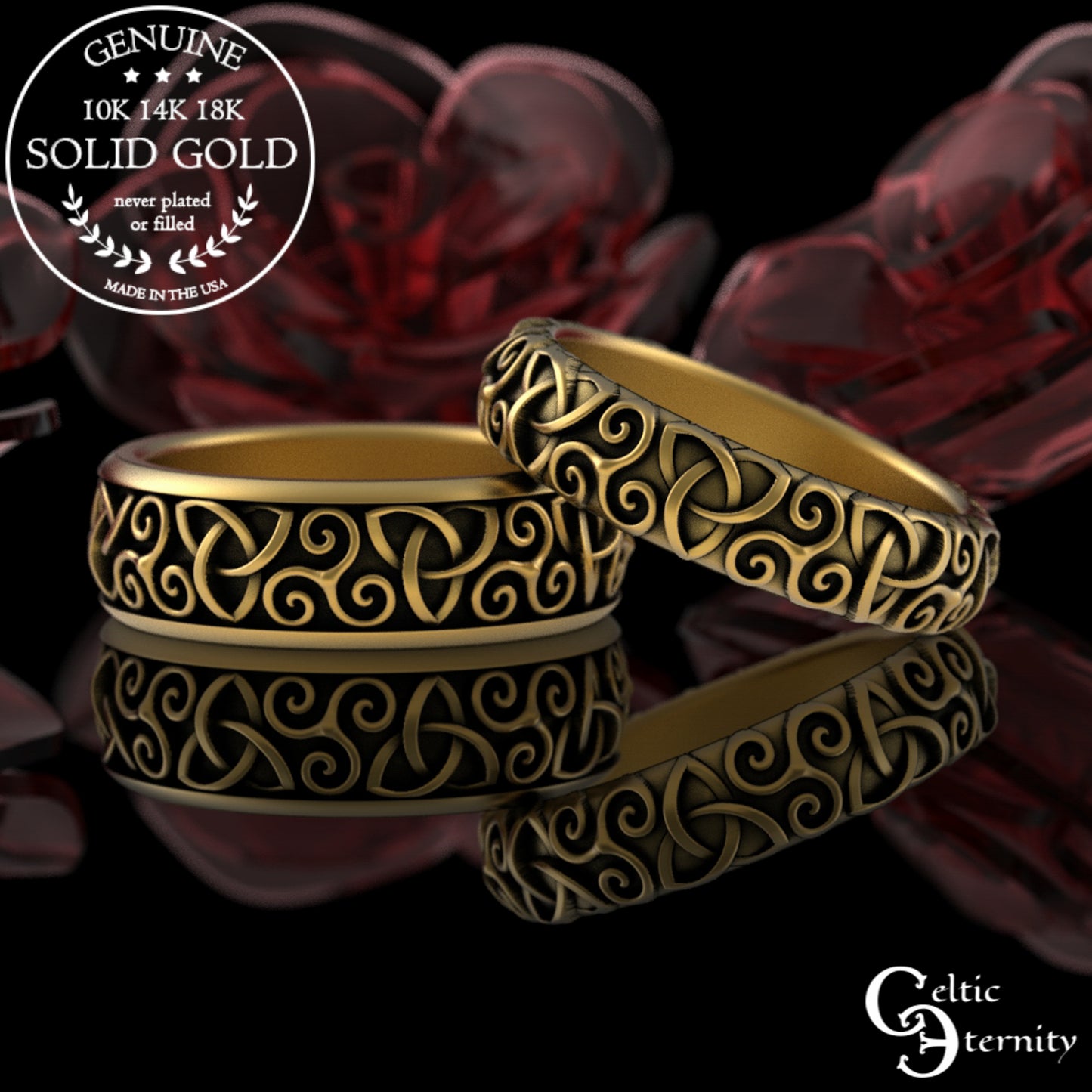 Sterling Woman's Triskelion & Trinity Knot Celtic Wedding Band, 3209