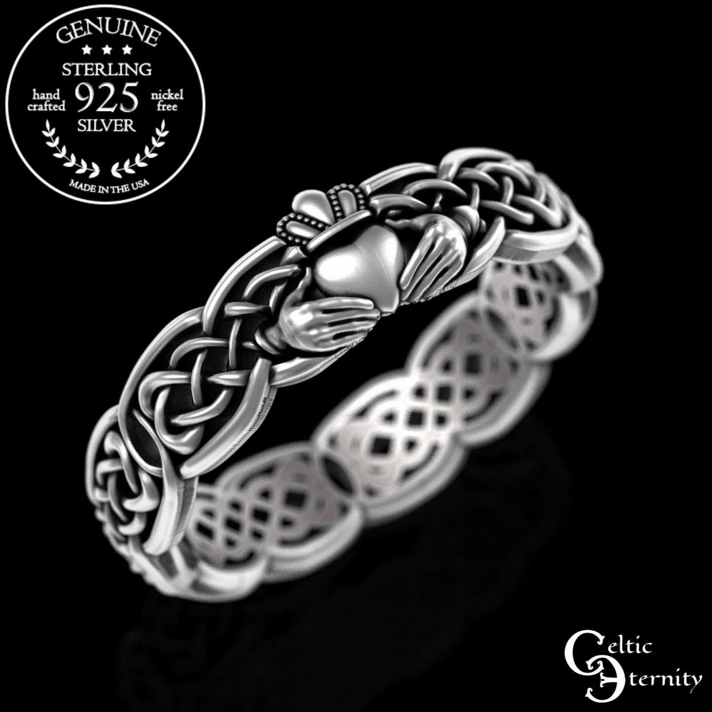 Woman's Sterling Irish Claddagh Wedding Band, 3220