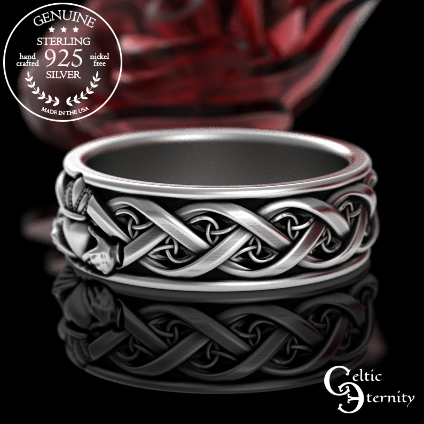 Sterling Men's Traditional Claddagh Wedding Band, 3222