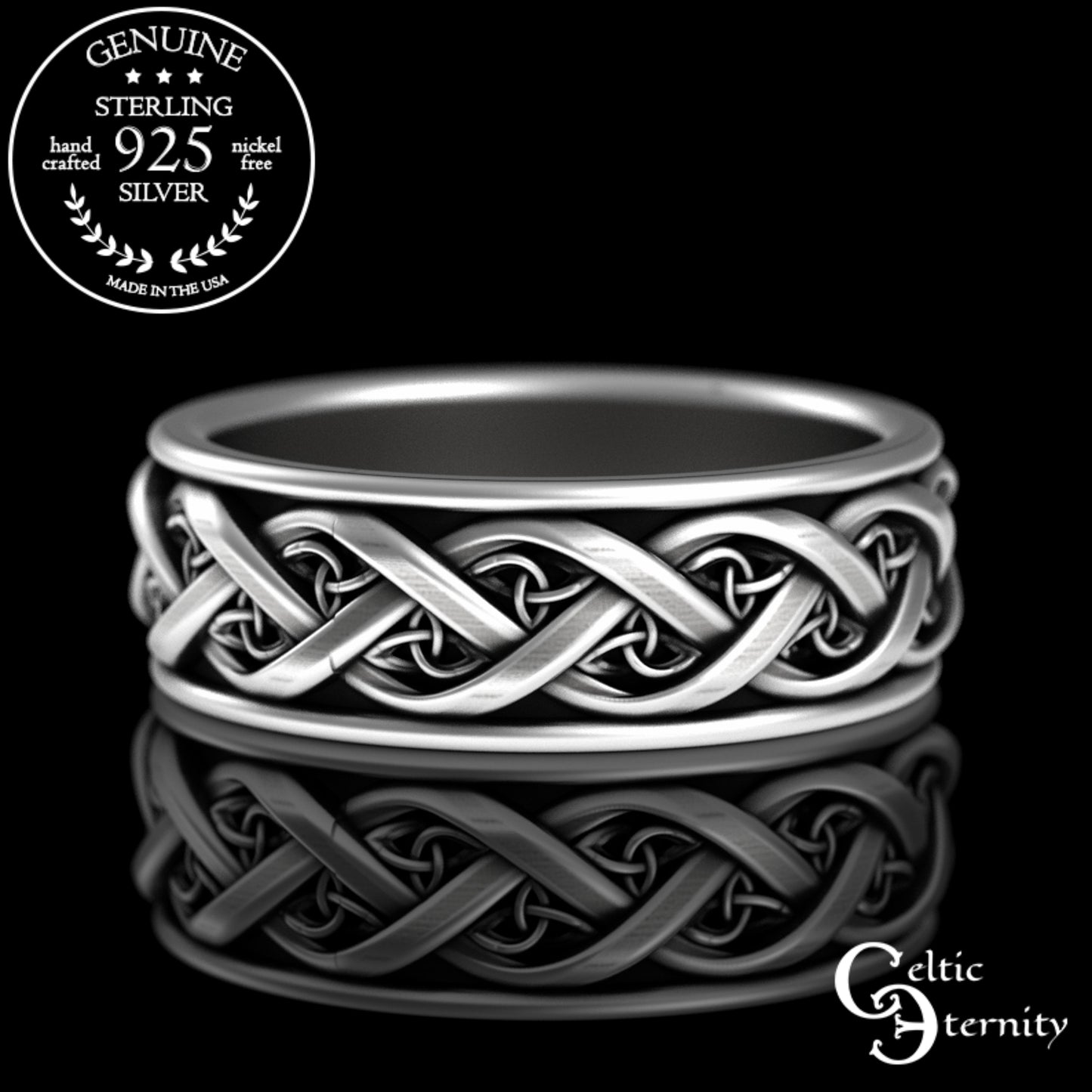 Sterling Silver Celtic Claddagh Matching Wedding Band Set, 3280 3222