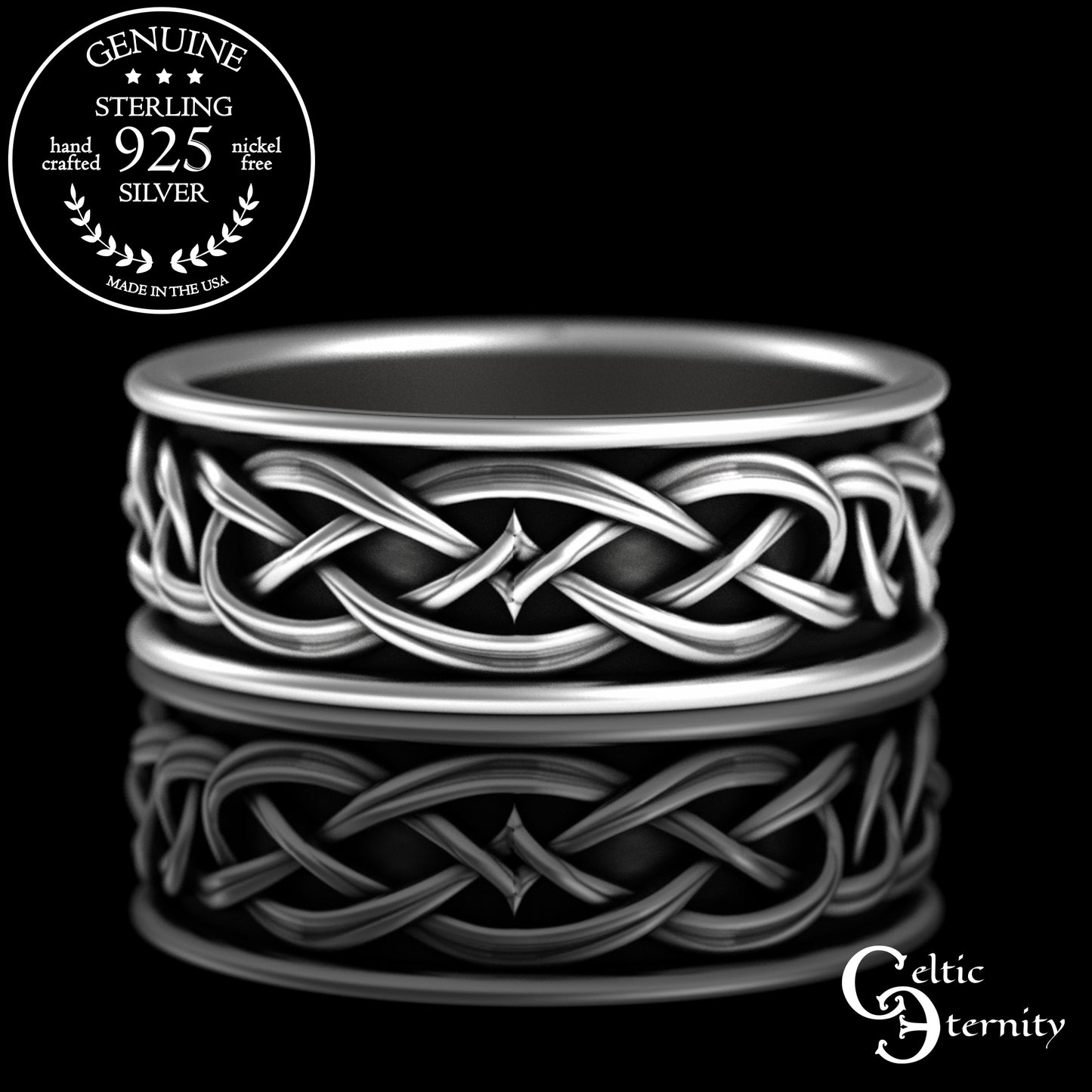 Sterling Men's Irish Claddagh Wedding Band - Heart Hands Crown, 3223