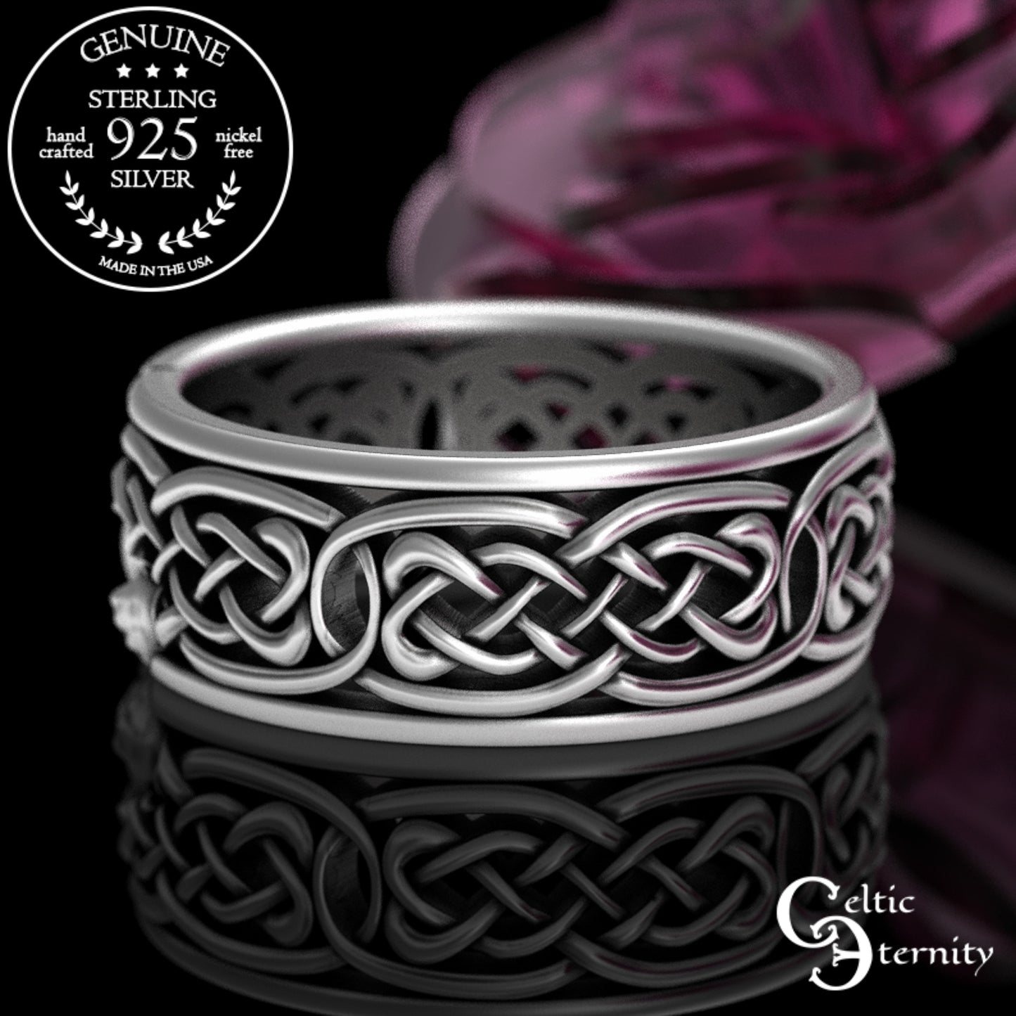 Sterling Bride & Groom Scottish Claddagh Wedding Band Set - Heart Hands Crown, 3220 3224